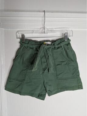 Boden Shorts Girls 13-14 Green Paperbag Twill Elastic Waist Pockets Casual